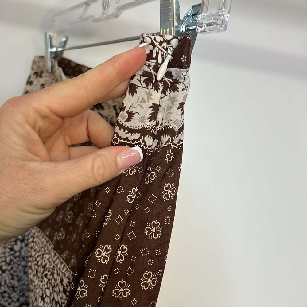 Vintage Route 66 Brown and Cream Floral Ruffle Patterned Women's Skirt- 6/8 - Picture 4 of 4